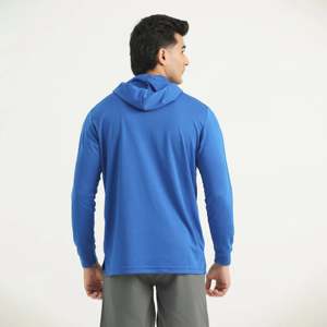 Chemise décontractée pour homme en micro-mesh polyester bleu royal à manches longues pour l'été - Product Image 5