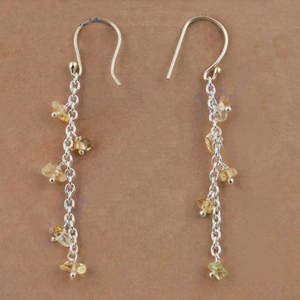 Pendientes/Colgantes de Concha Vintage Chapados en Oro de 18K para Mujer con Piedras Preciosas de Citrino - Product Image 1