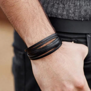 Pulsera de cuero trenzado de doble bolo de lujo Diseños de tela estampada Precio muy barato Fabricante de accesorios de moda Mayorista - Product Image 4