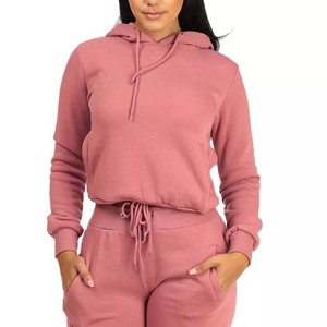 Sudadera de algodón de 2 piezas con logotipo personalizado para mujer, pantalones de chándal con capucha, chándal de gran tamaño, ropa deportiva Lisa para invierno de talla grande - Product Image 2