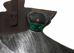 Cuchillo Ulu de gran tamaño hecho a mano personalizado, hoja de acero de Damasco de 8 pulgadas con mango de madera/cuchillos de cocina con funda de cuero. - Product Image 4