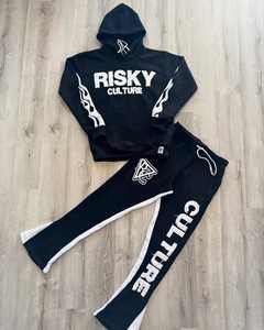 Survêtements à capuche personnalisés pour hommes, en molleton de coton respirant 380g, coupe ample, style urbain, entièrement imprimés en relief, haute qualité - Product Image 5