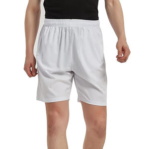 กางเกงขาสั้นกีฬาผู้ชายแบบลำลองสั่งทำ OEM ผ้าแคนวาส เอวยางยืด ระบายอากาศ แห้งเร็ว เหมาะสำหรับออกกำลังกาย วิ่ง ฟิตเนส สีดำล้วน - Product Image 1