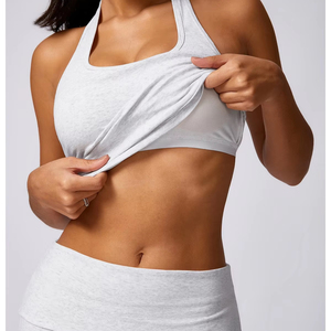 ชุดออกกำลังกายสำหรับผู้หญิง เสื้อชั้นในกีฬาเอวสูงแบบเรียบง่าย กางเกงเลกกิ้ง ชุดโยคะ ชุดฟิตเนส ระบายอากาศได้ดี - Product Image 6