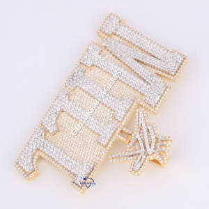 Venta caliente 14 Kt oro amarillo sólido VVS claridad laboratorio cultivado diamante Hip Hop colgante diseño único para regalo de moda - Product Image 4