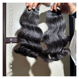 Precio más bajo Onda natural Crudo Sin procesar Cabello humano de un solo donante indio Barato Remy Grado Virgen Extensiones de cabello de alta calidad - Product Image 1