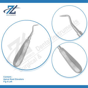 Elevadores de raíces apicales Fig.4 Herramienta quirúrgica dental de precisión izquierda Elevador de raíces Elevadores de extracción dental Fabricante Pakistán - Product Image 4