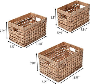 Cesta de almacenamiento de mimbre natural de Vietnam de alta calidad diseño moderno superventas cajas de almacenamiento de alimentos de jacinto de agua rectangulares - Product Image 4