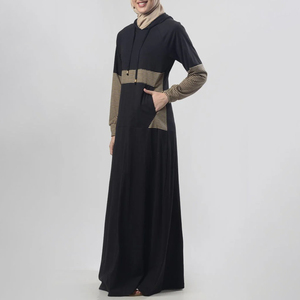 Femmes Modeste Style LM013 Ironfree Chiffon À Capuche Abaya Hijab Mignon Musulman pour Attaché Écharpe Poches Robe - Product Image 5