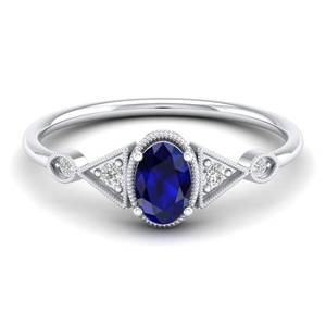 Bague en argent sterling 925 avec moissanite de REYES Factory, prix de gros, bijoux pour femmes, luxe, coupe ovale, 0,5 ct, pierre précieuse saphir bleu - Product Image 5