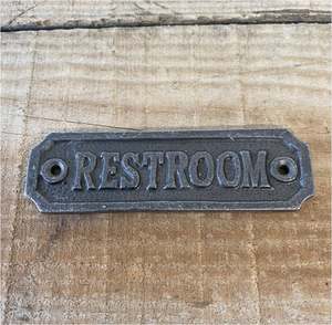Fancy Vintage Cast Iron Restroom Door <b>Plaque</b> Sign outdoor home wall door hanging hotel office school restaurant <b>plaques</b> <b>signs</b> - Product Image 2