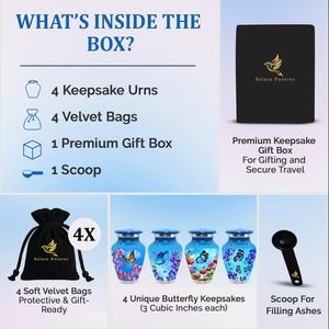 โกศขนาดเล็กสำหรับใส่เถ้ากระดูกมนุษย์ชุดของชำร่วย4ชิ้นพร้อมถุงกำมะหยี่ - Product Image 1