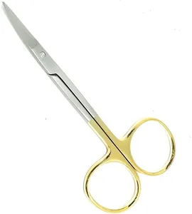 Ciseaux chirurgicaux à iris en acier inoxydable de 4.5 "(11.43cm) droits et incurvés avec manche doré/ciseaux Tc pour usage chirurgical