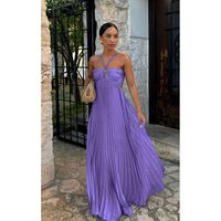 Robe d'été Nouvelle couleur solide Robe plissée sans manches à bretelles Robes pour femmes Lady Elegant Online Retailer