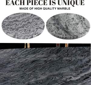 Plateau en marbre Monte Grigio 11,8 cm, motif abstrait, rond, pour servir et décorer, plat de vanité pour la cuisine, la table basse et la salle de bain - Product Image 4