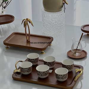 Đáng ngưỡng mộ sáng tạo Vàng xử lý thiết kế nhánh lá với men trắng lạ mắt phục vụ khay kim loại hình bầu dục cặp thủ công của 2 - Product Image 5