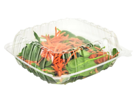Conteneur en plastique PET transparent à couvercle articulé, jetable et recyclable, taille et couleur personnalisées, OEM/ODM, boîte à salade, dessert, à emporter