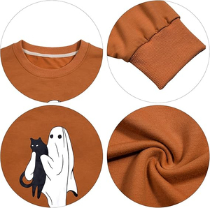 Moda 2025 gráfico Halloween Spooky temporada sudaderas con capucha de gran tamaño para chicas adolescentes tops Sudadera Mujer Casual algodón polar - Product Image 6