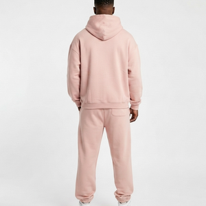 Ensemble survêtement décontracté rose pour homme, sweat à capuche et pantalon de survêtement, en coton, longueur intégrale, pour l'automne, avec impression de logo personnalisé, par fabricant OEM - Product Image 4