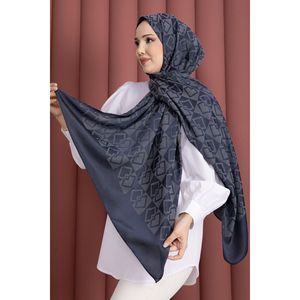 Bufanda Pashmina de Primera Calidad con Diseño Jacquard en Color Índigo, Material de Rayón y Seda para Otoño e Invierno - Product Image 1