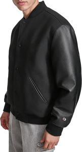 Veste universitaire respirante pour hommes avec broderie personnalisée et manches en cuir Varsity à la mode américaine personnalisée - Product Image 3