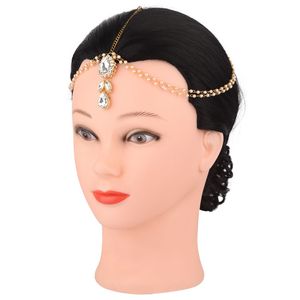 Indain bijoux de mode strass cristal fausse perle mariée Maangtikka avec chaîne de tête accessoires de cheveux ensemble de bijoux pour femmes - Product Image 3