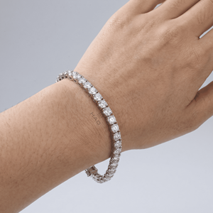Pulsera de diamantes cultivados en laboratorio, oro blanco, diamantes redondos, pulsera de lujo, joyería fina clásica y elegante, regalo para mujer - Product Image 3