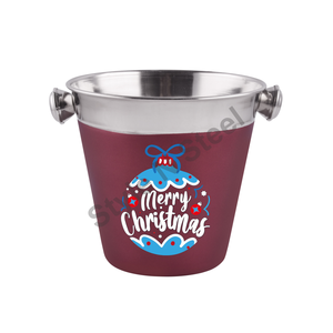 Seau à vin et à boissons en acier inoxydable au design martelé pour seaux à glace et bacs à boissons Design de Noël unique - Product Image 1