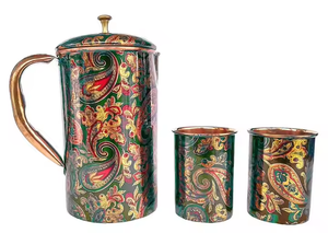 Handmade Pure <b>Copper</b> <b>Jug</b> Handle Eco-Friendly Classic Style for Water Storage Drinking Hotels Home Parties-Crescent Crafts - Product Image 3