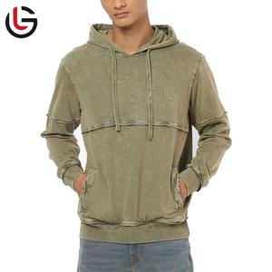 Sudadera con capucha lavada con ácido de algodón para hombres, logotipo impreso personalizado, bordado, a prueba de viento, ropa de invierno para el personal, sudaderas ODM suministradas medianas XXL - Product Image 1