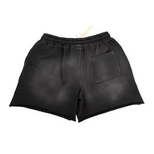 กางเกงขาสั้นคาร์โก้ลำลองสำหรับผู้ชาย ลายพิมพ์พัฟฟ์ แต่งขอบขาดๆ สไตล์วินเทจ ผ้าฝ้ายซับเหงื่อ ระบายอากาศ แห้งเร็ว - Product Image 4