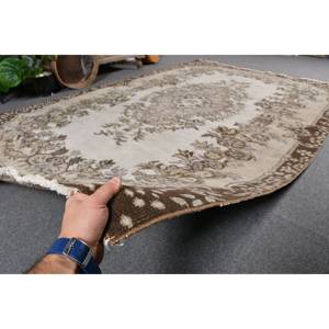 Tapis turc vintage classique Beige marron 5.7 X 8.6ft grande surface laine matériel Latex Patchwork pour couloir Rectangle tapis de chevet - Product Image 5