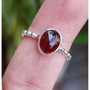 Handmade Boho Women's <b>Ring</b> with Natural Red <b>Garnet</b> 925 Solid Sterling <b>Silver</b> Elegant Oval Gemstone for Gift - Product Image 4