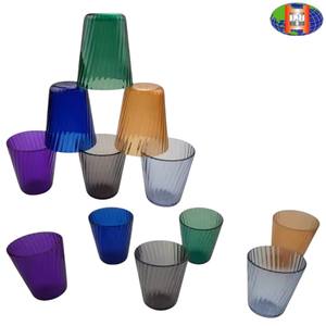 Tasse à eau colorée à rayures verticales PET Produit en plastique - Product Image 4