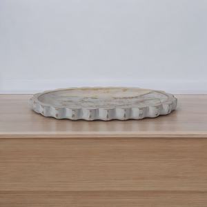 Plateaux de service en détresse de forme ovale texturée Ensemble de 2 bois de manguier lavé à la main décor de Table de cuisine à la maison de Noël - Product Image 3