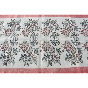 Vintage Turkish Rug, 3.8x7.2 ft Area Rug, <b>Red</b> White Patchwork <b>Wool</b> Rug - Product Image 5