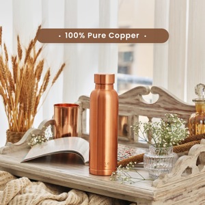 Stylish Blue Flower Design Copper <b>Water</b> <b>Bottle</b> For Refreshing Hydration <b>With</b> Timeless Beauty And Natural Wellness - Product Image 5