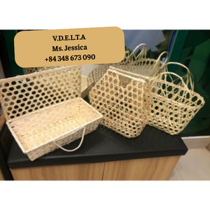 Panier de fleurs en bambou élégant pour cadeaux, mariages, décoration et usage spécial - Product Image 4