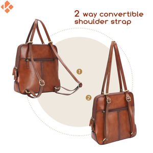 Petit sac à dos en cuir véritable marron vachette vintage à la mode pour femme en gros - Product Image 6