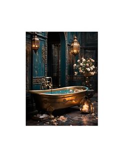 Espaciosa bañera de latón con elegantes curvas vintage diseñada para espacios de baño de lujo en casas de resort o mansiones - Product Image 1