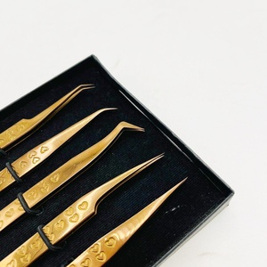 แหนบปลายต่อขนตาปลอมเคลือบสีโรสโกลด์ทุกประเภท - Product Image 1