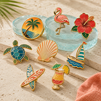 Broches personnalisées pour vacances tropicales, badges métalliques colorés pour l'été et la plage, et broches de voyage