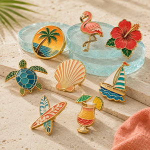 Pins Personalizados de Vacaciones Tropicales, Insignias Metálicas Coloridas de Playa de Verano y Broches de Viaje - Product Image 2