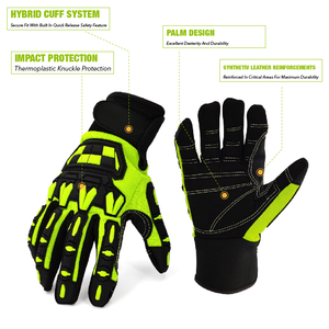 Guantes reflectantes de seguridad de piel de cabra de cuero pantalla táctil antideslizante transpirable sostenible puño cónico 8 oz de espesor - Product Image 3