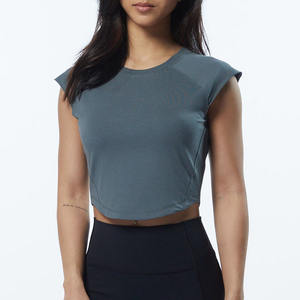 Top corto personalizado para mujer, camisetas para mujer, tops cortos de cuerpo corto de alta calidad, Top corto de algodón en blanco - Product Image 5