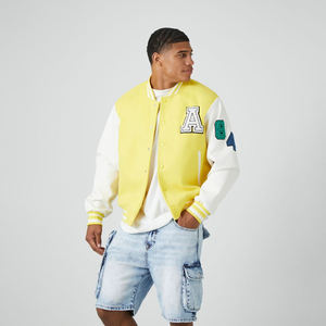 Haute qualité personnalisable hommes intelligent élégant veste d'hiver en cuir véritable laine corps toile manches col montant écologique - Product Image 1