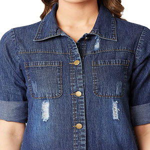 Veste en jean longue pour femmes de haute qualité, nouveau style, vêtements décontractés, tendance, veste en jean confortable pour femmes, OEM - Product Image 5