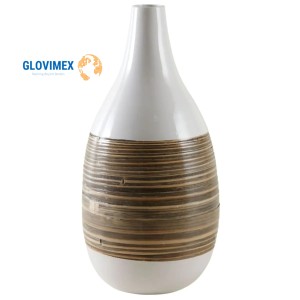 Vase à cylindre au design moderne bocaux à bougies en bambou filé en jonc de mer Plaques de décoration de table avec glaçure mate à bon prix - Product Image 2