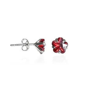 925 Silver <b>Stud</b> Earrings Red Gemstones Trendy Pear Cut Ruby Emerald Zircon High Polish <b>for</b> Engagement Gift Jewelry <b>for</b> Women - Product Image 1