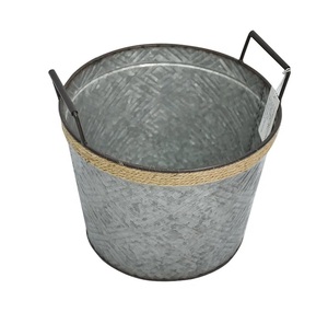 Decorative Garden <b>Herb</b> Conical <b>Pots</b> Metal Flower <b>Pot</b> Set With Golden Handles Home Decoration Metal Galvanized Planter - Product Image 4